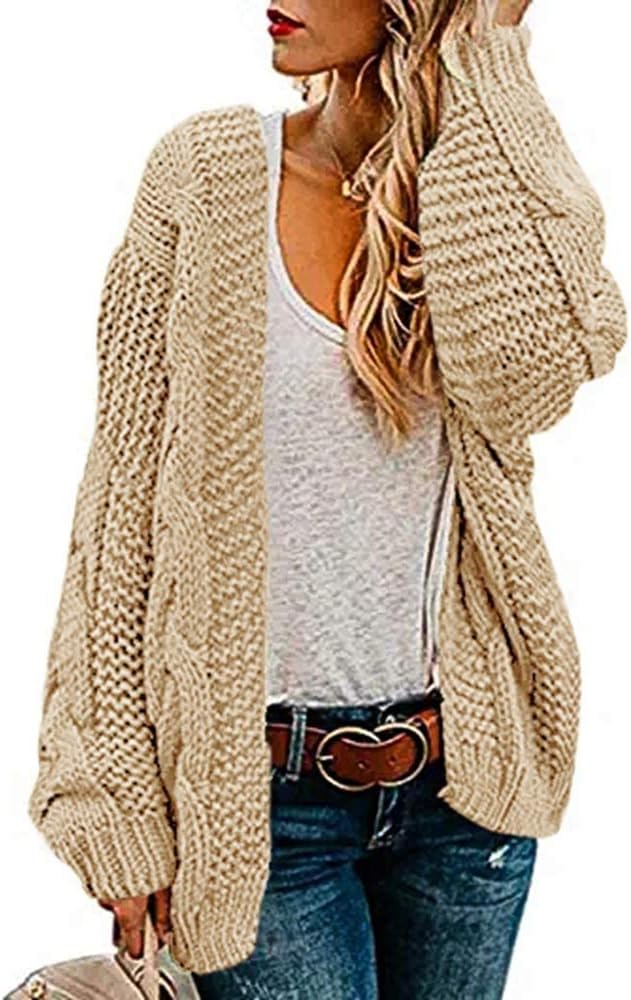 Saodimallsu Women Oversized Chunky Cable Knit Cardigan