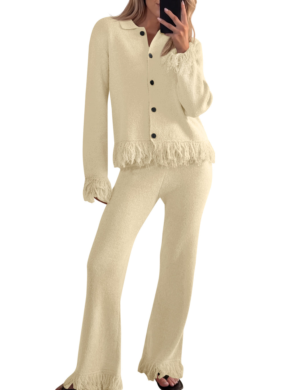 Saodimallsu Womens Fringe Sweater Sets