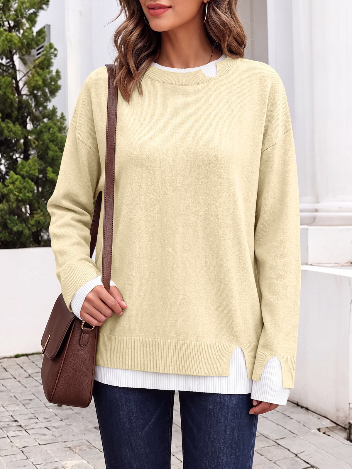 Saodimallsu Womens Fall Crewneck Pullover Sweater