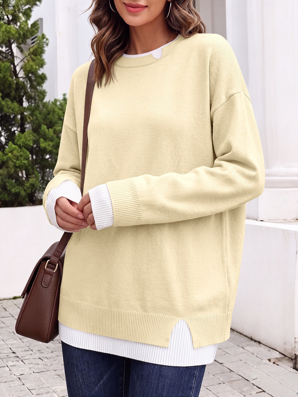 Saodimallsu Womens Fall Crewneck Pullover Sweater