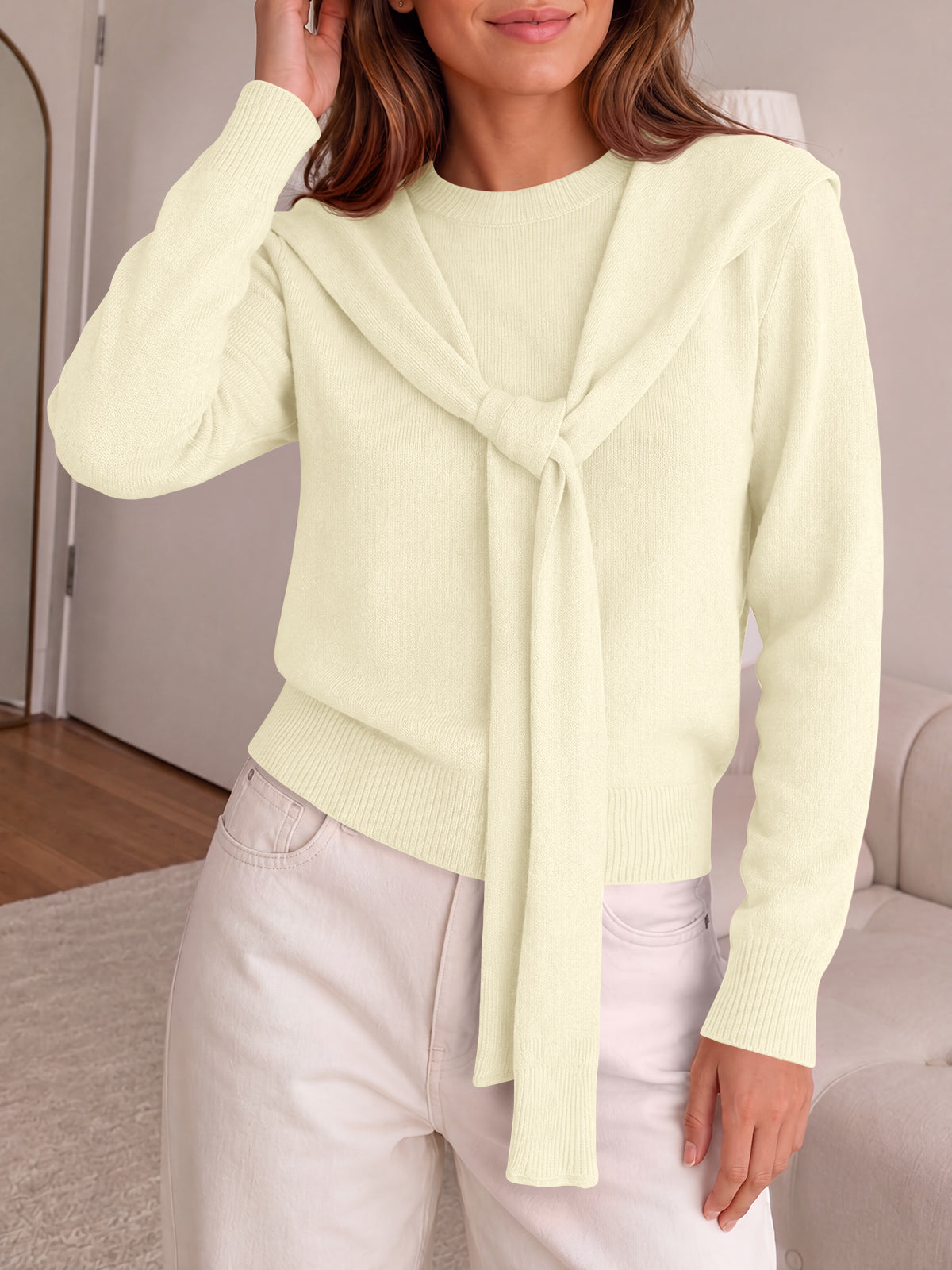 Saodimallsu Women Crew Neck Pullover Sweaters