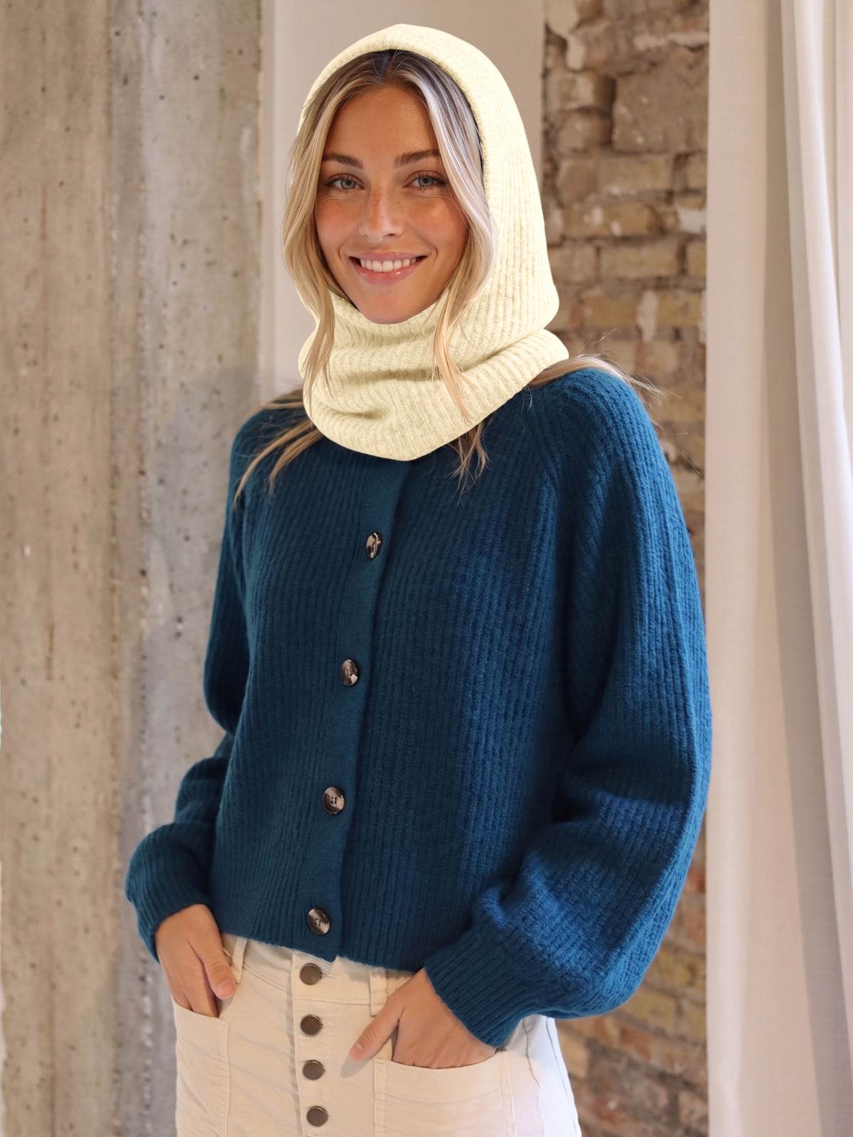 Saodimallsu Women 2-in-1 Knit Balaclava Scarf Hats