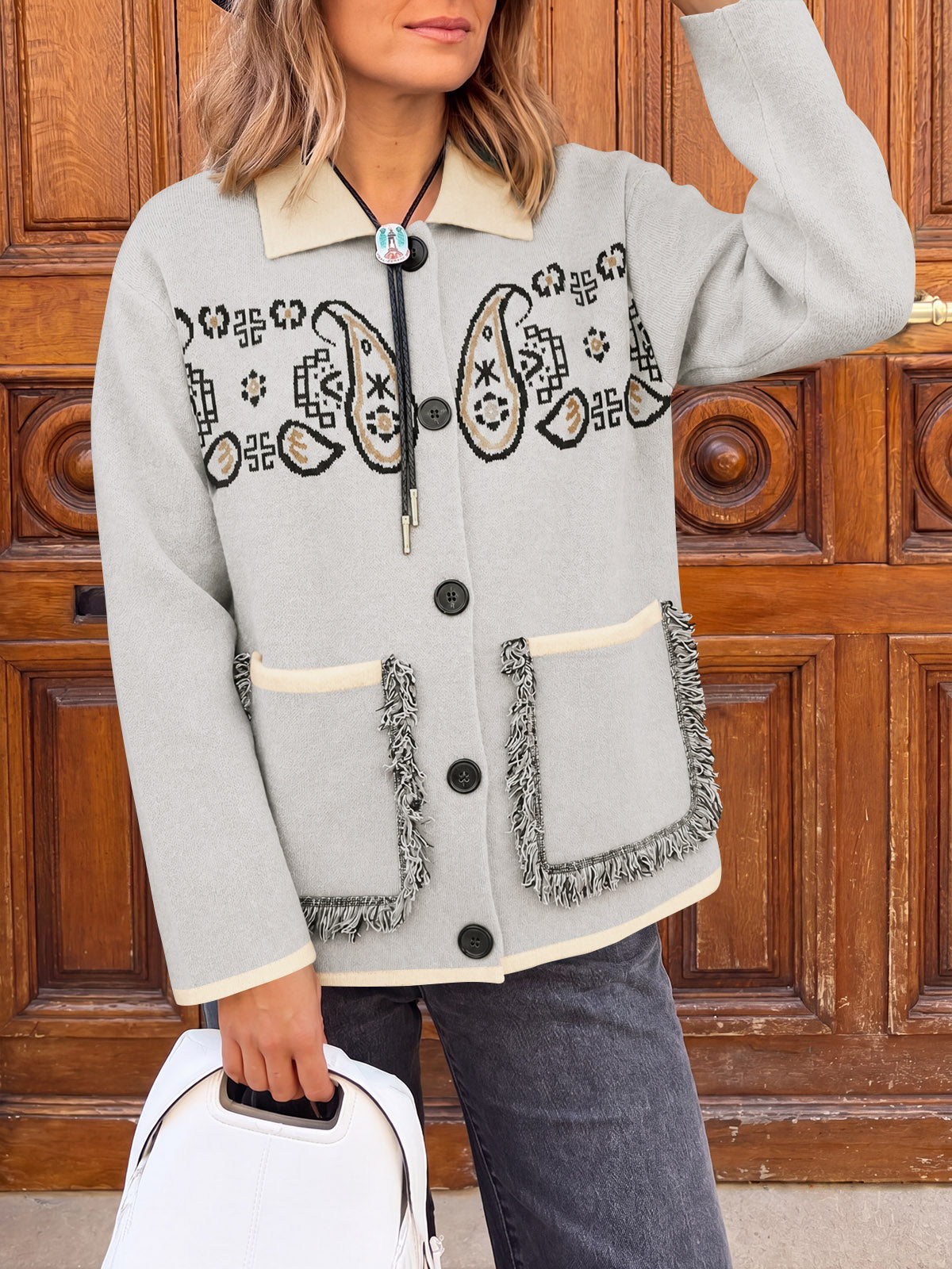 Saodimallsu Womens Boho Fringe Cardigan