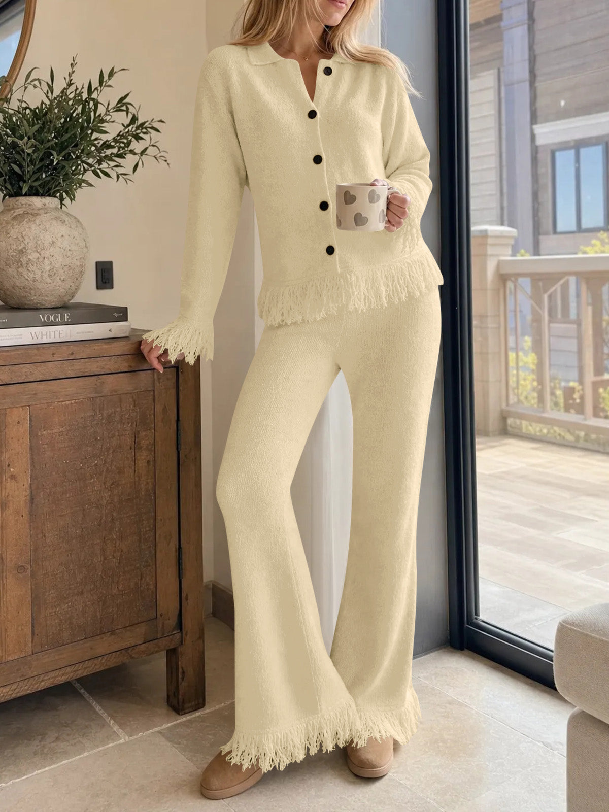 Saodimallsu Womens Fringe Sweater Sets