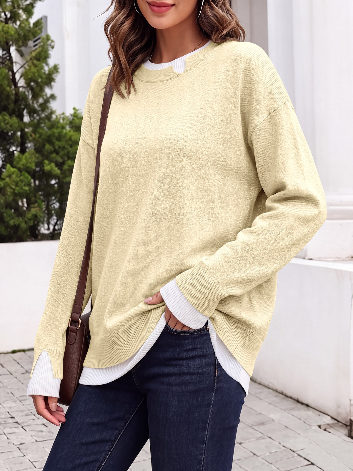 Saodimallsu Womens Fall Crewneck Pullover Sweater