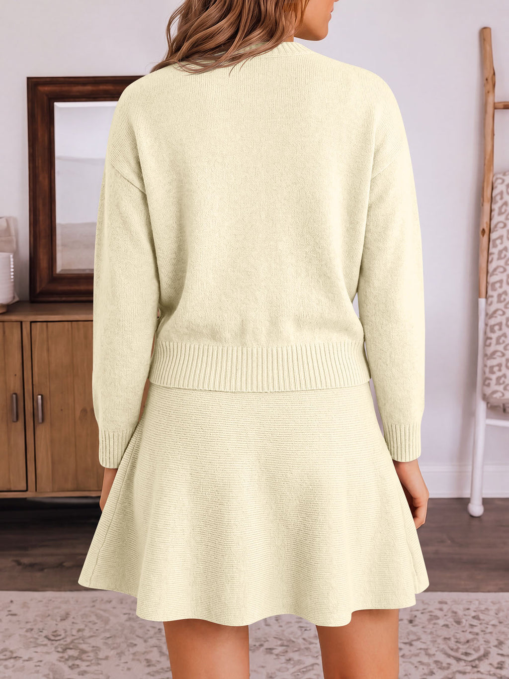 Saodimallsu Women 2 Piece Sweater Skirt Set