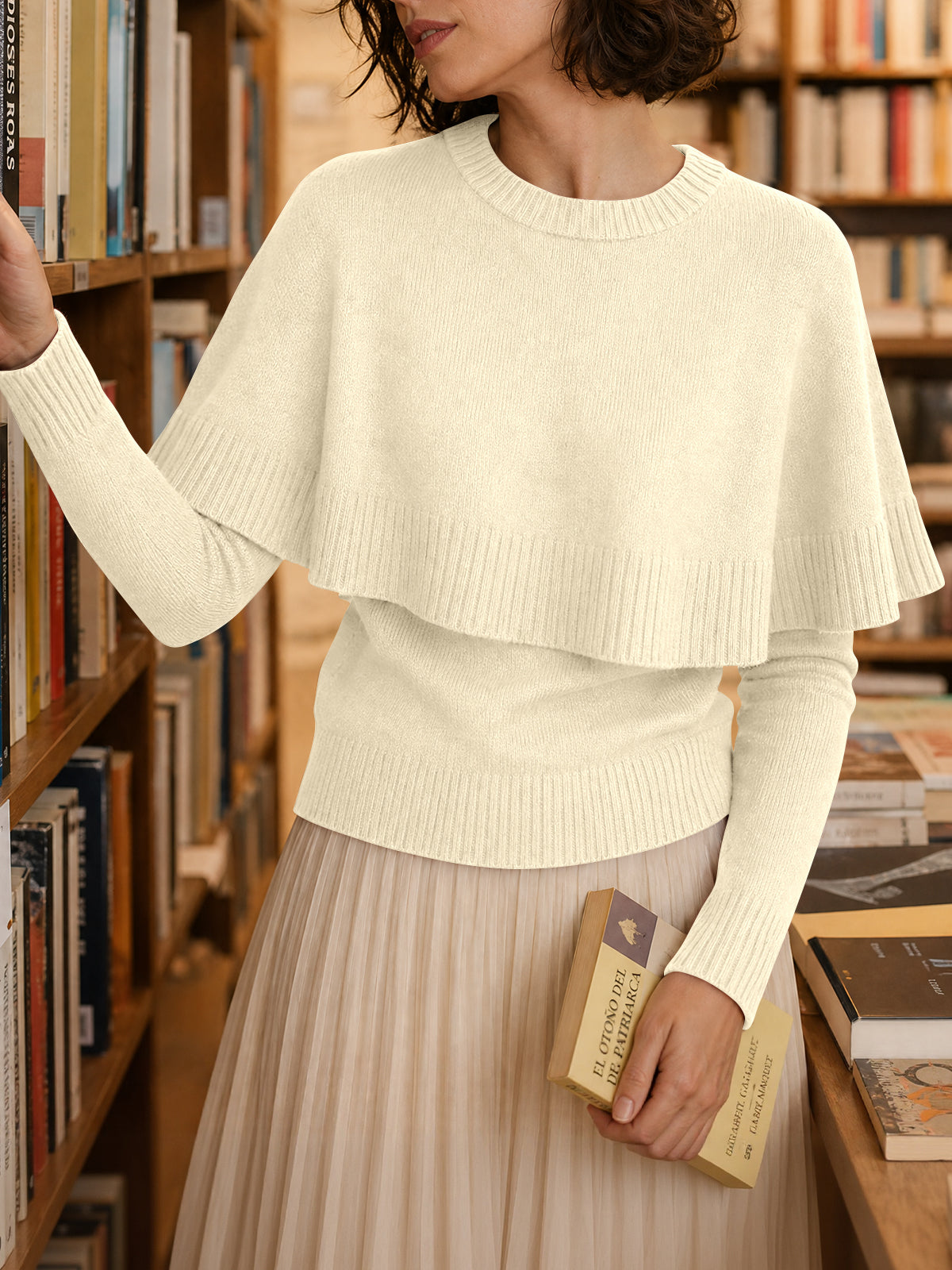 Saodimallsu Womens Poncho Ribbed Knit Sweater