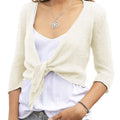 Saodimallsu Womens 3/4 Sleeve Tie Front Shrugs