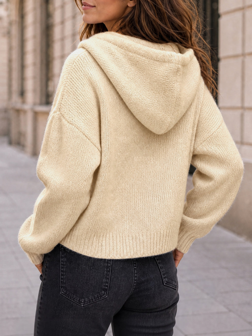 Saodimallsu Womens Zip Up Hooded Knit Cardigan