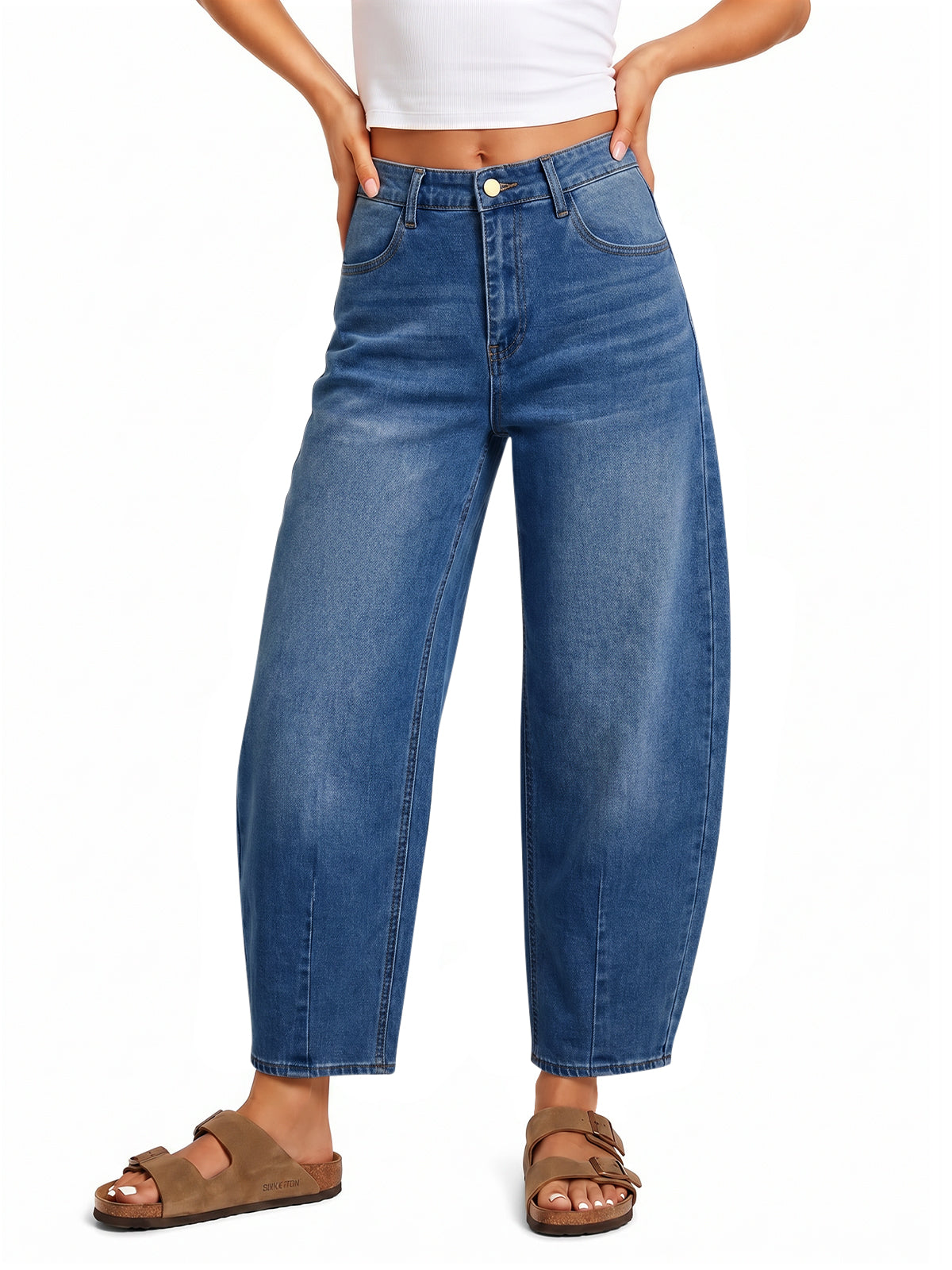 Saodimallsu Women Barrel High Waisted Wide Leg Jeans