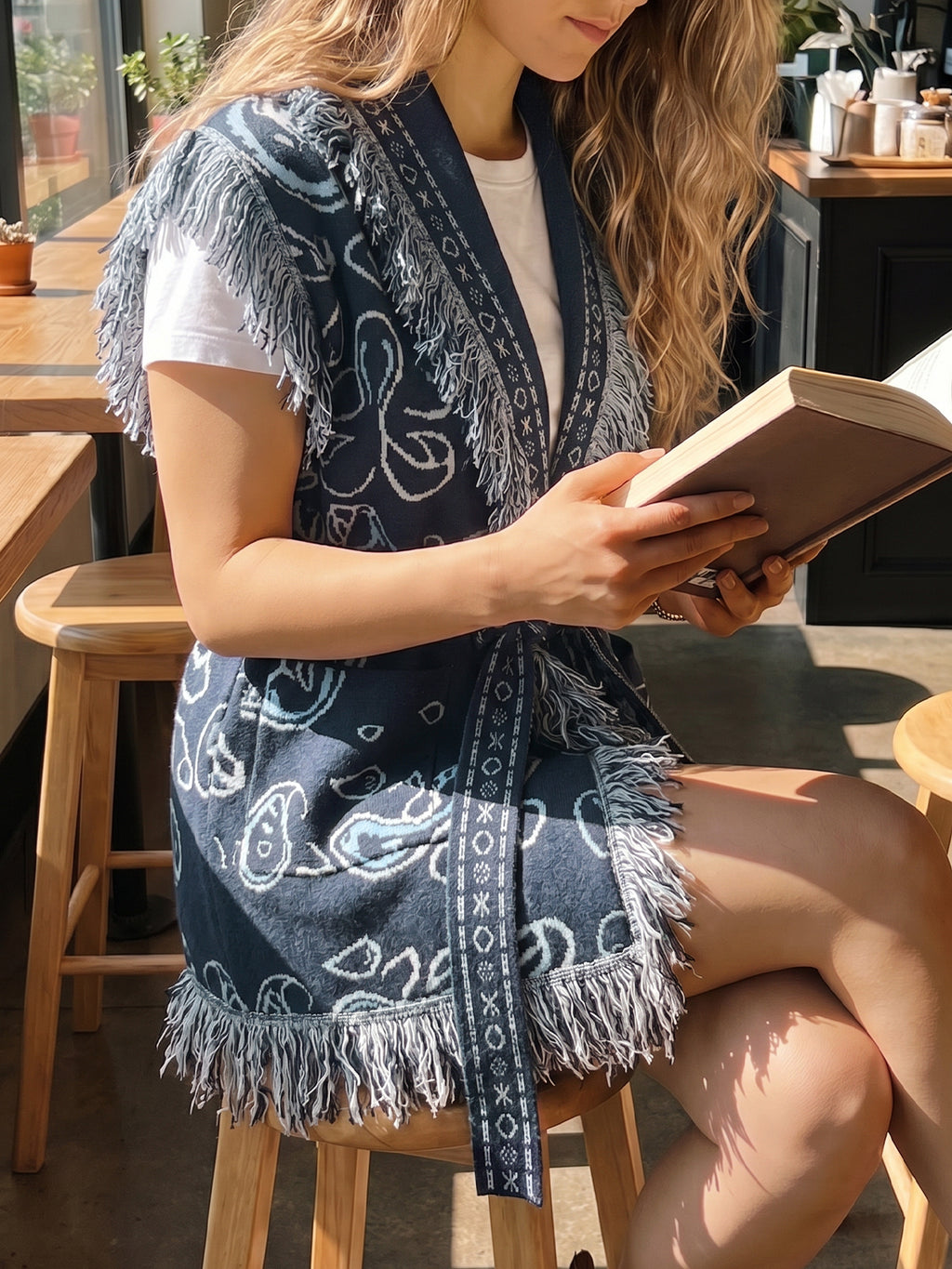 Saodimallsu Women Fringe Knit Cardigan