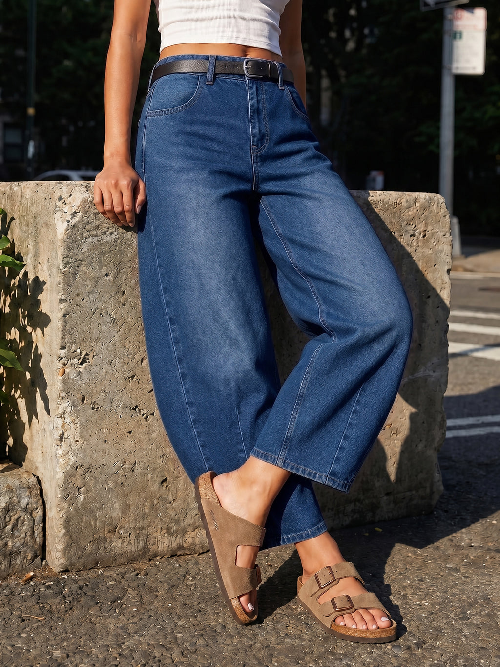 Saodimallsu Women Barrel High Waisted Wide Leg Jeans