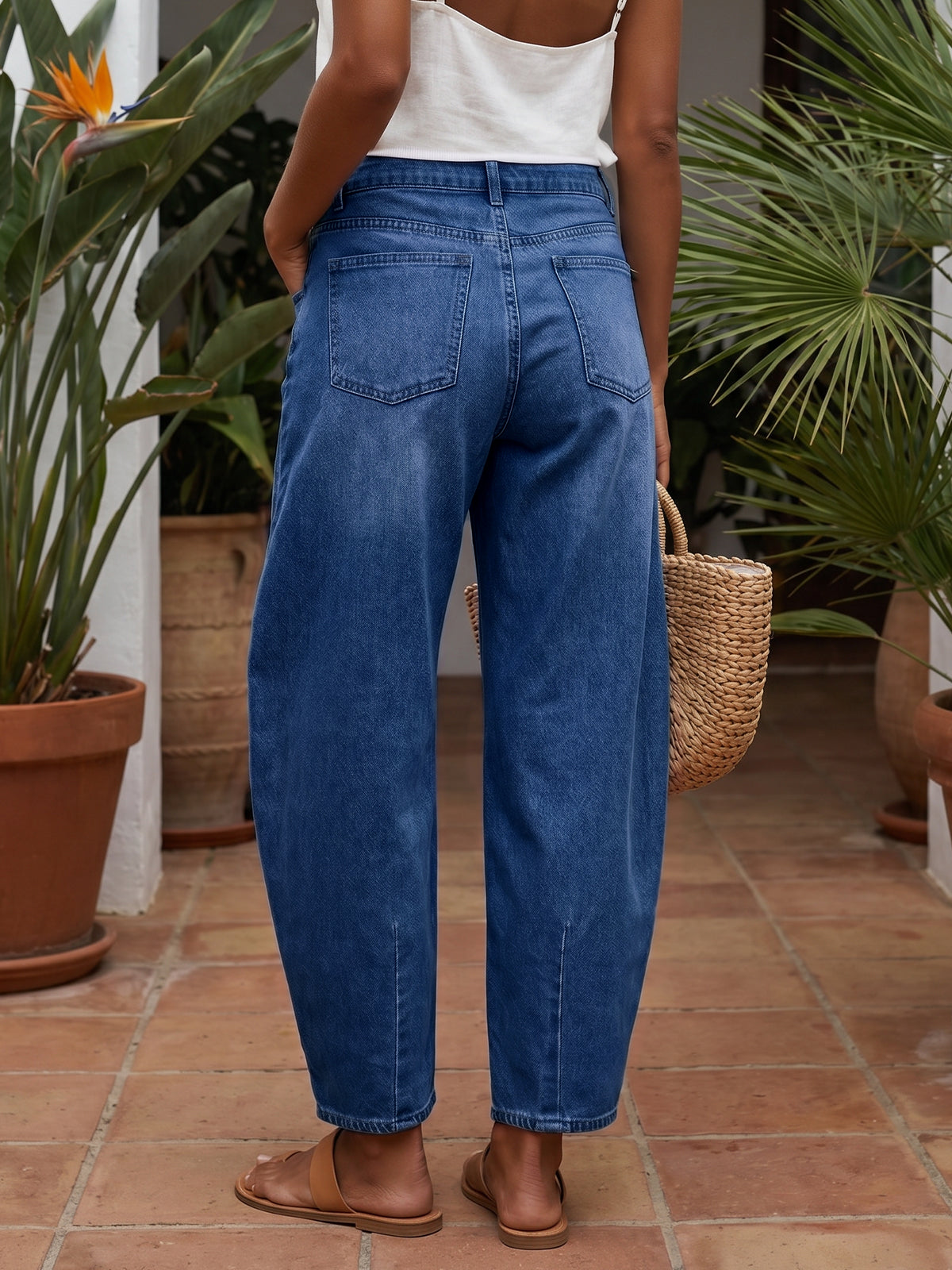 Saodimallsu Women Barrel High Waisted Wide Leg Jeans