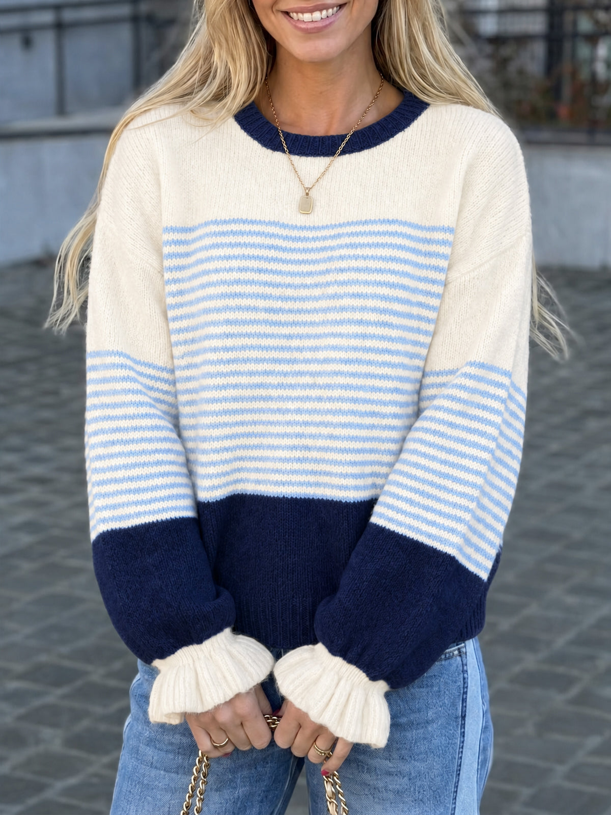 Saodimallsu Women Ruffle Sleeve Sweater