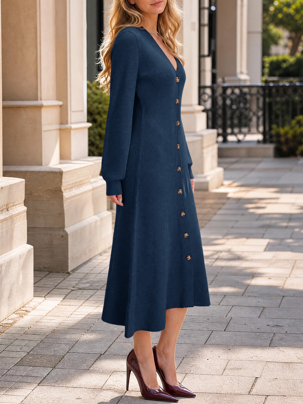 Saodimallsu Womens V Neck Sweater Dress