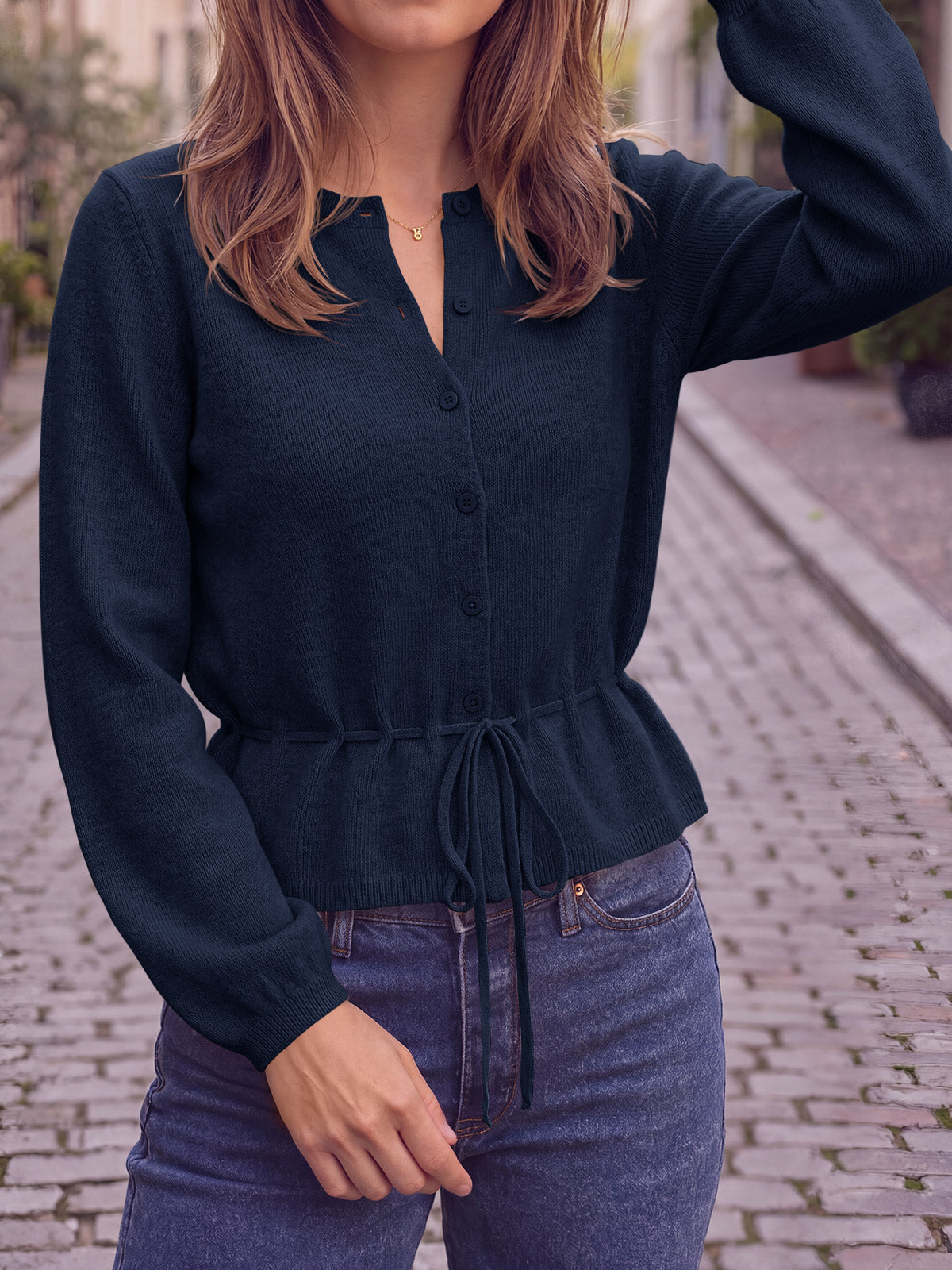 Saodimallsu Women Cropped Button Up Cardigan