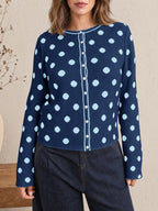 Saodimallsu Womens Polka Dot Button Up Cardigan