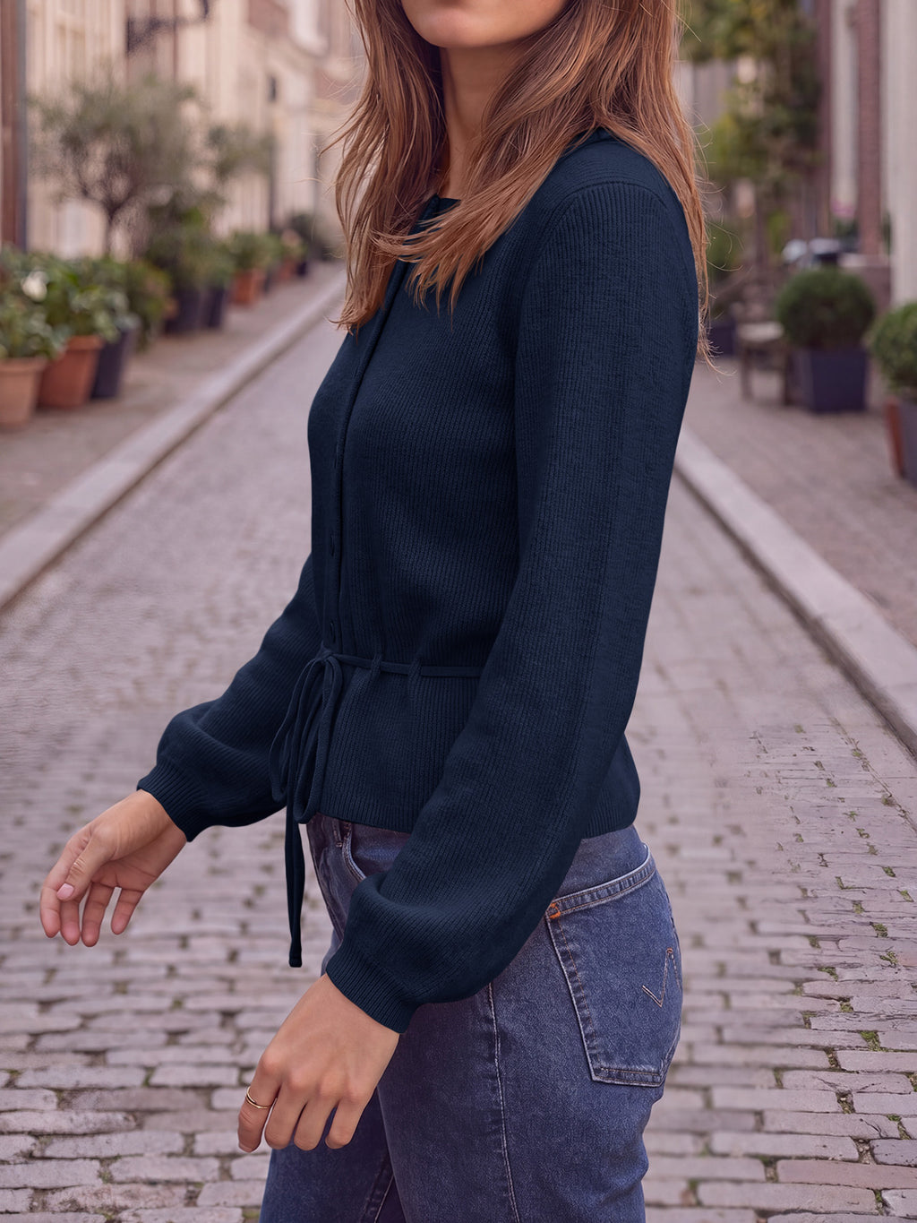 Saodimallsu Women Cropped Button Up Cardigan