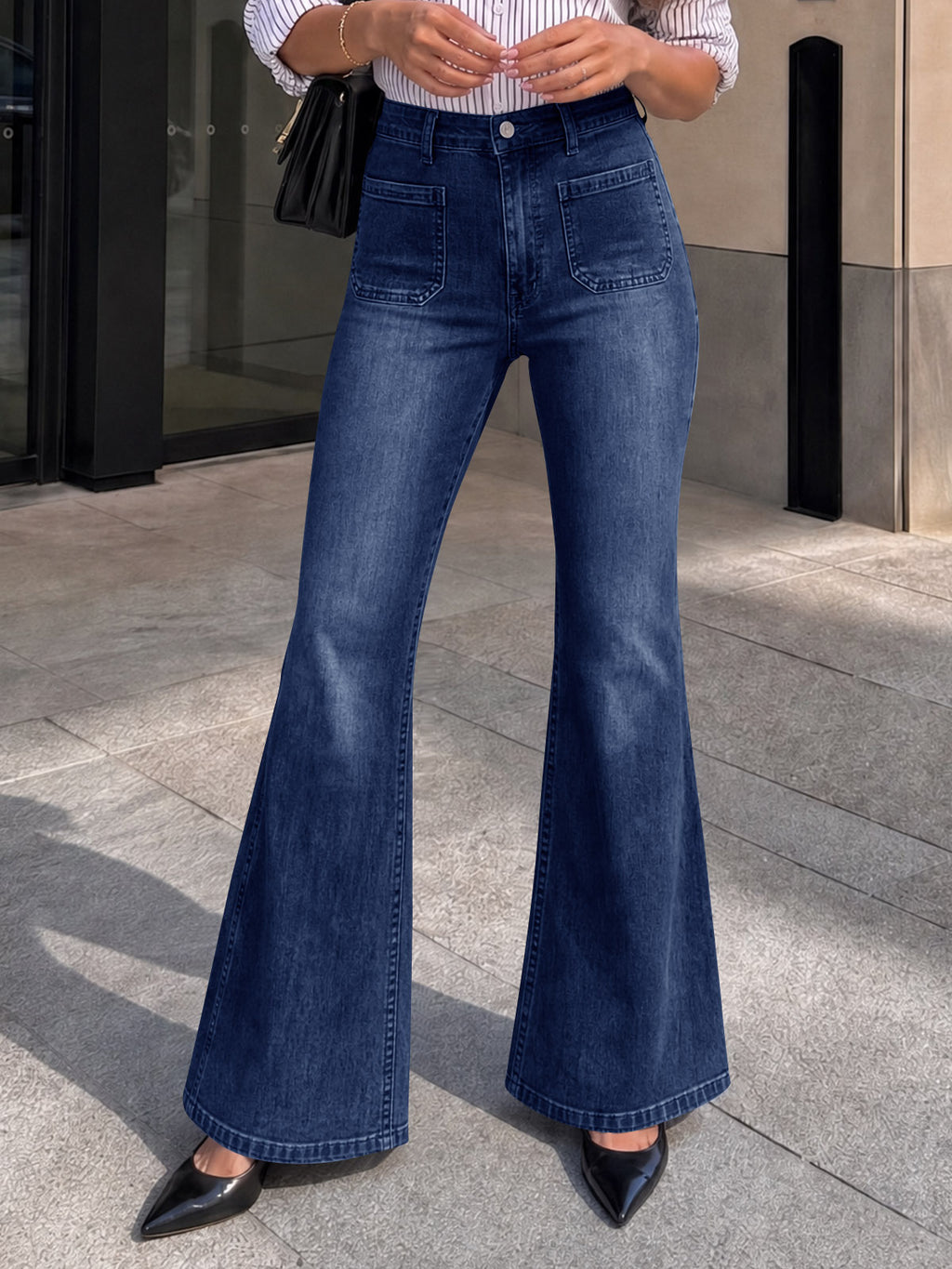 Saodimallsu Womens High Waisted Flare Jeans