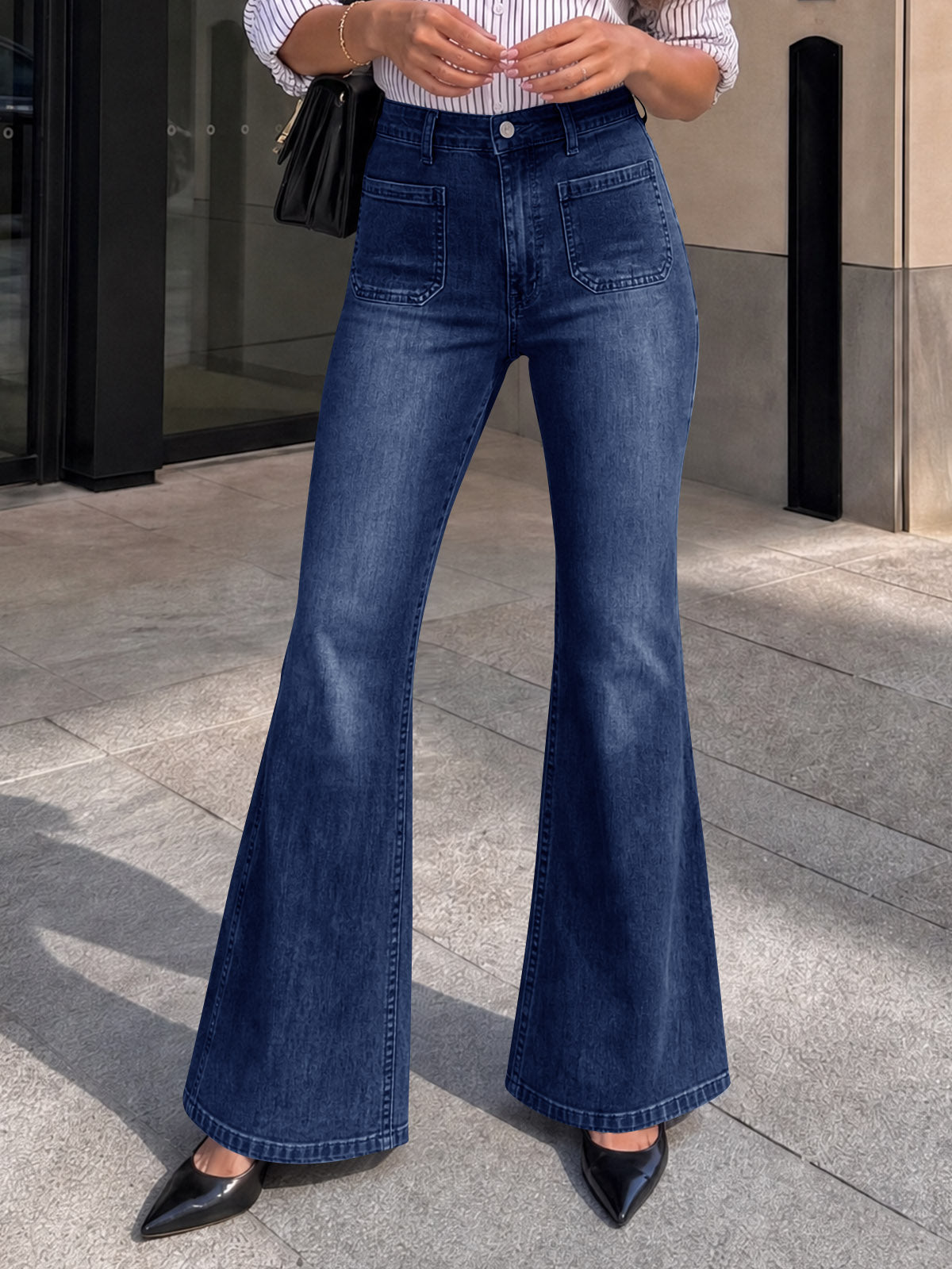 Saodimallsu Womens High Waisted Flare Jeans