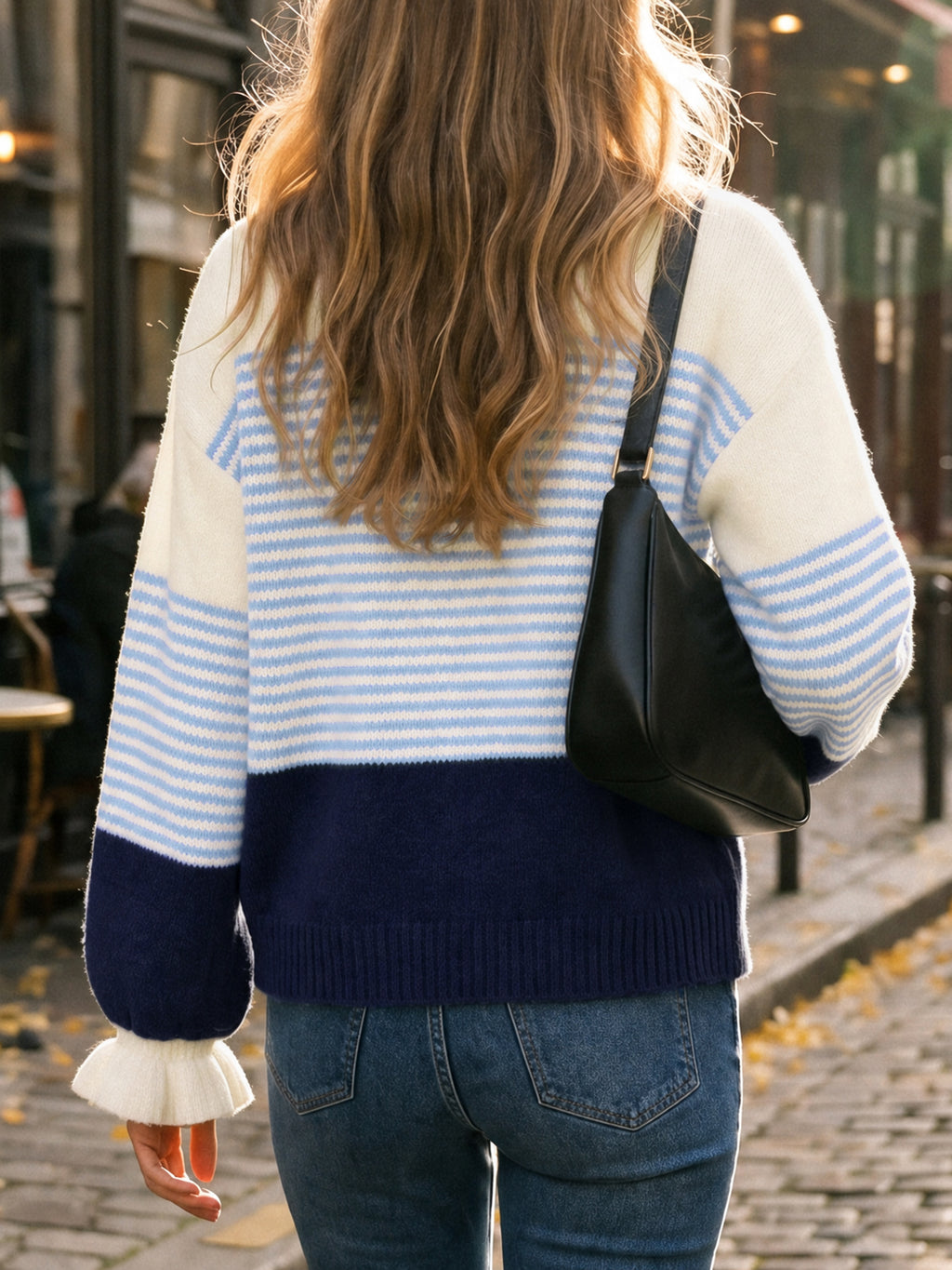 Saodimallsu Women Ruffle Sleeve Sweater