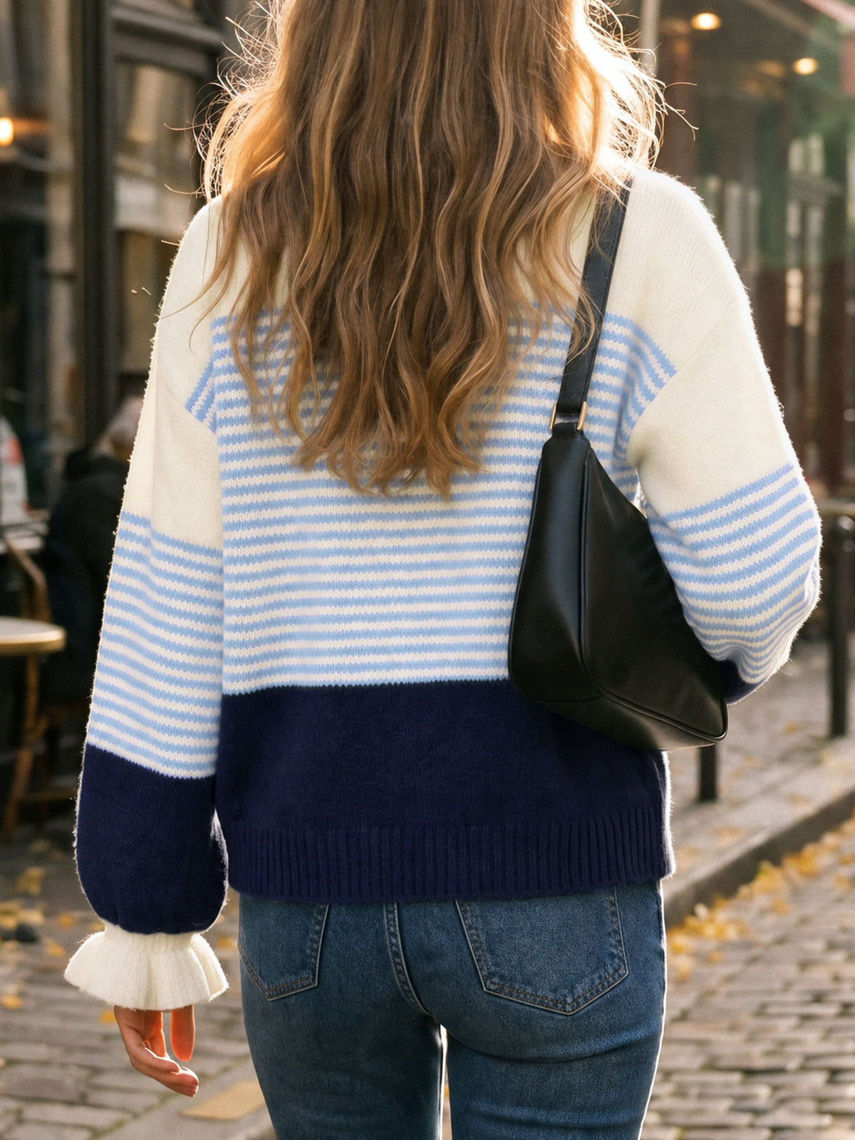 Saodimallsu Women Ruffle Sleeve Sweater