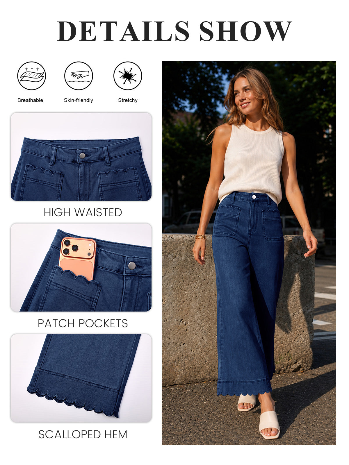 Saodimallsu Womens High Waisted Wide Leg Jeans