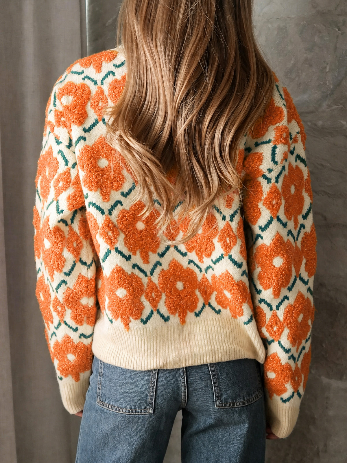 Saodimallsu Women Floral Knit Sweaters