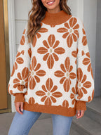 Saodimallsu Womens Floral Mock Neck Chunky Sweater