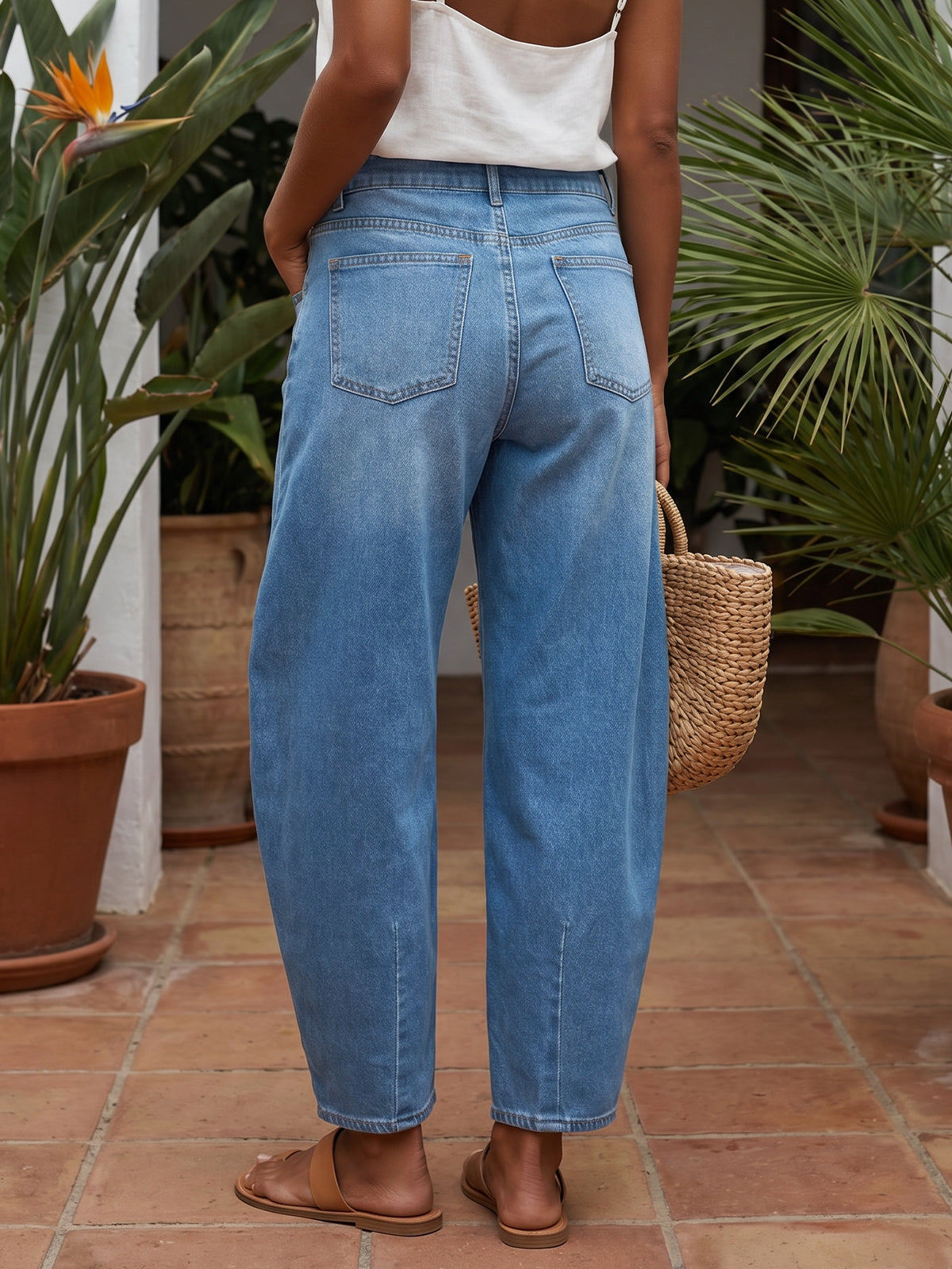 Saodimallsu Women Barrel High Waisted Wide Leg Jeans