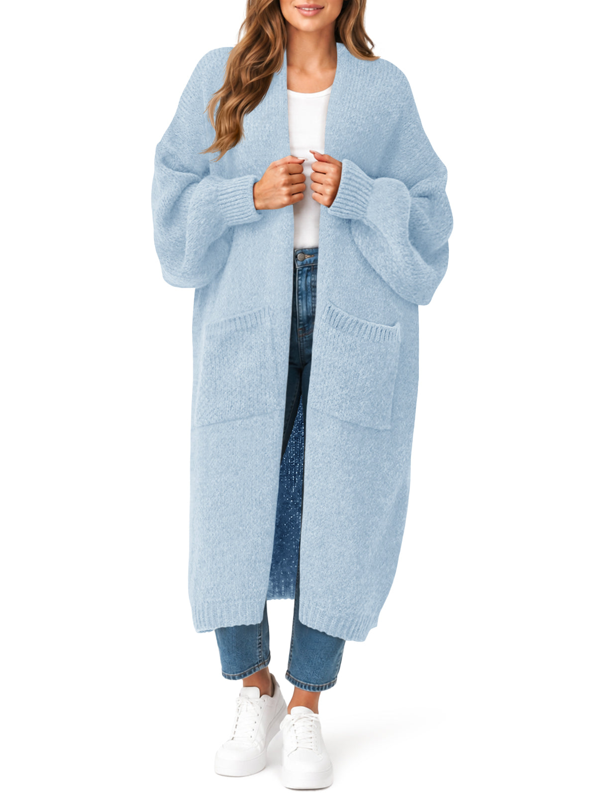 Saodimallsu Womens Oversized Open Front Cardigan