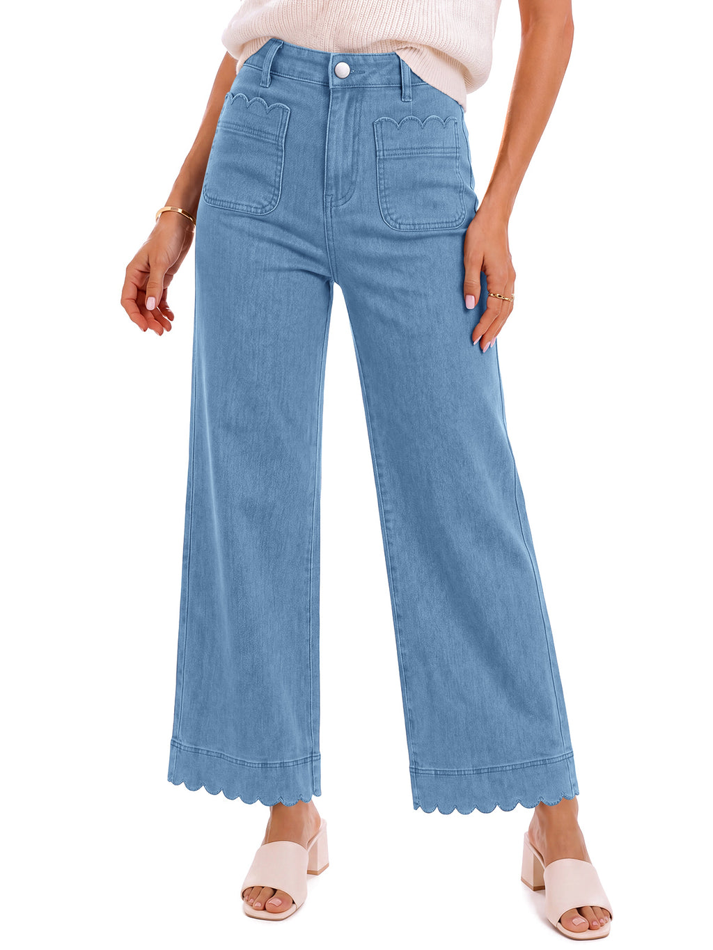 Saodimallsu Womens High Waisted Wide Leg Jeans