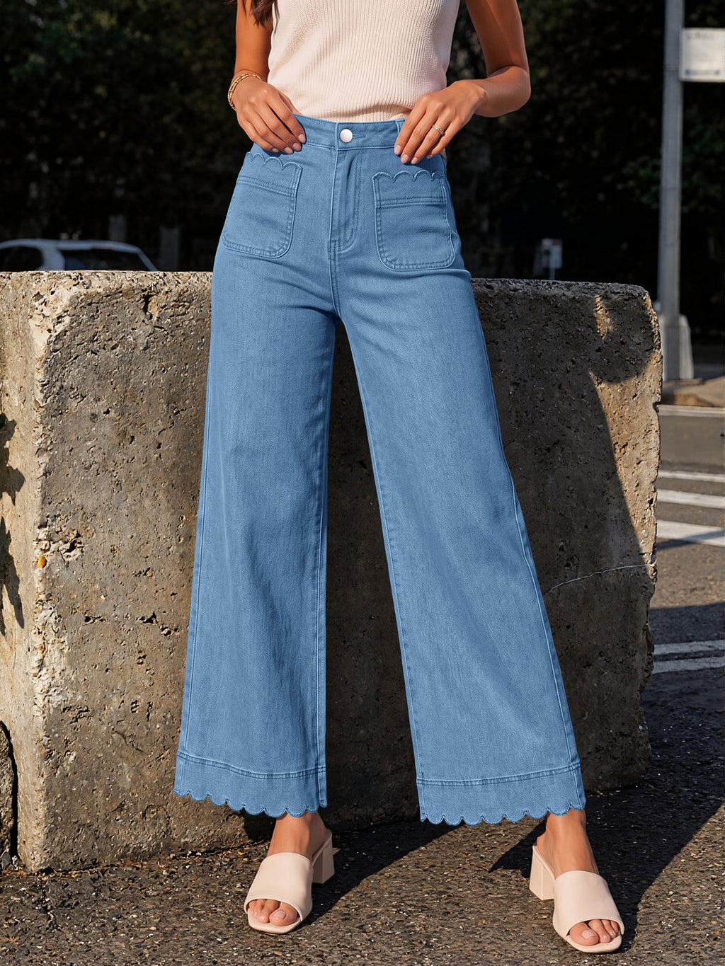 Saodimallsu Womens High Waisted Wide Leg Jeans