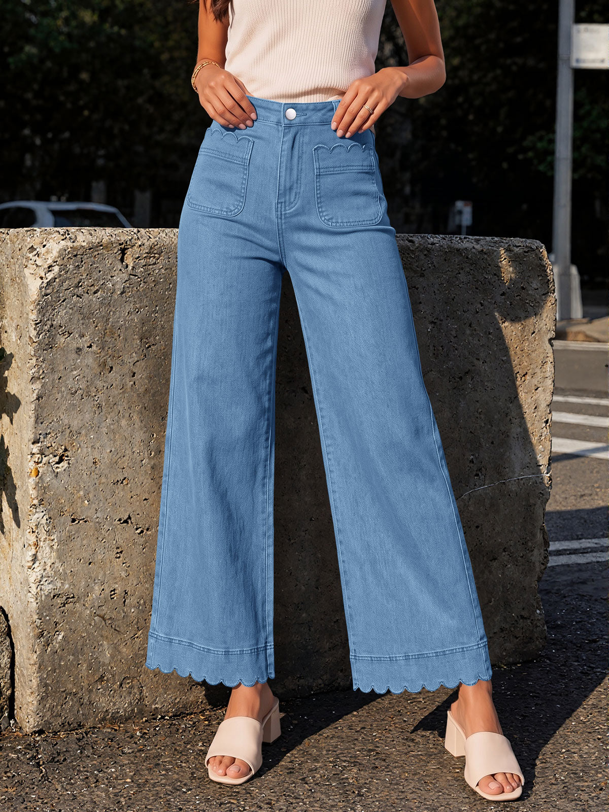 Saodimallsu Womens High Waisted Wide Leg Jeans