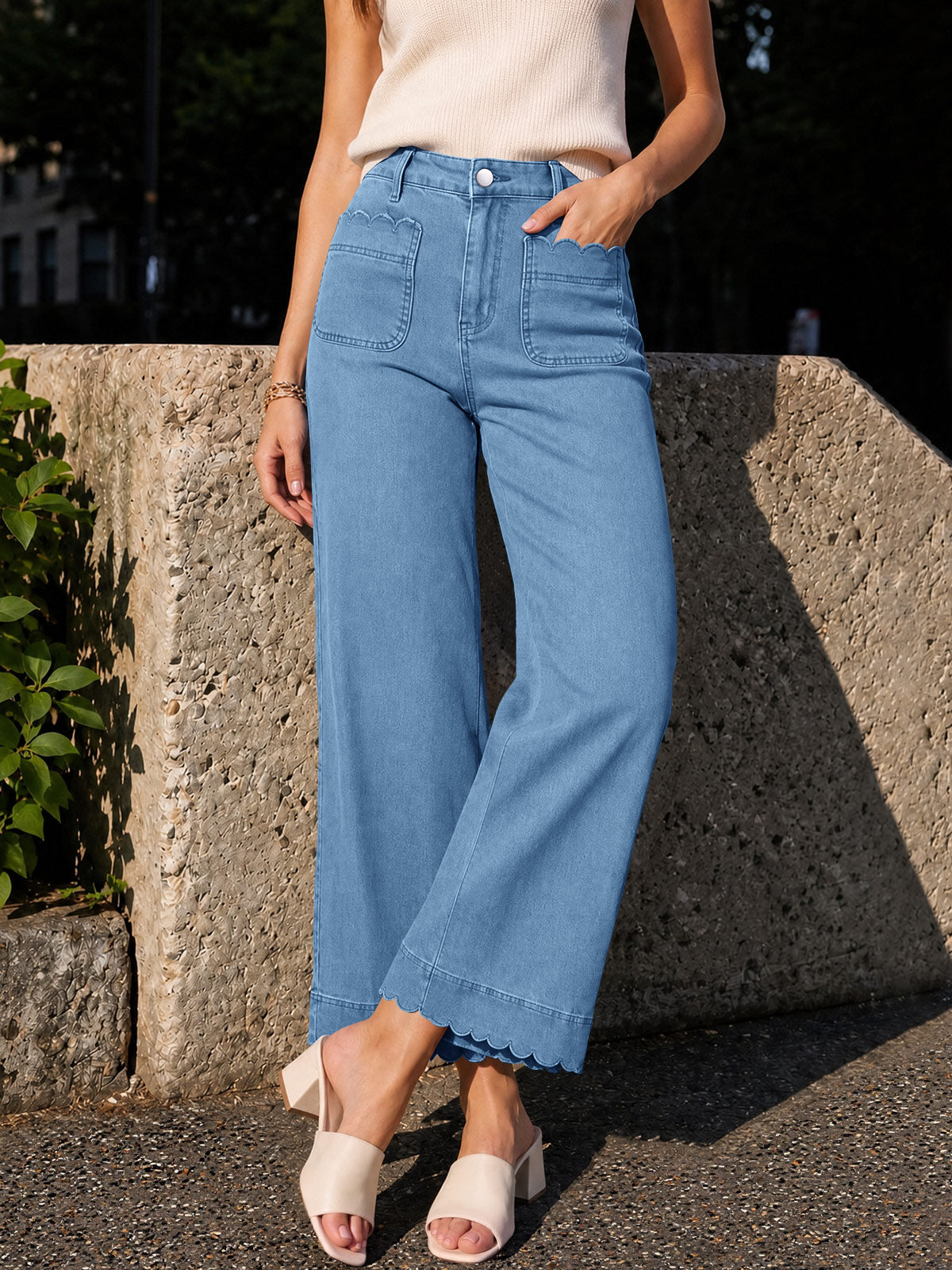 Saodimallsu Womens High Waisted Wide Leg Jeans