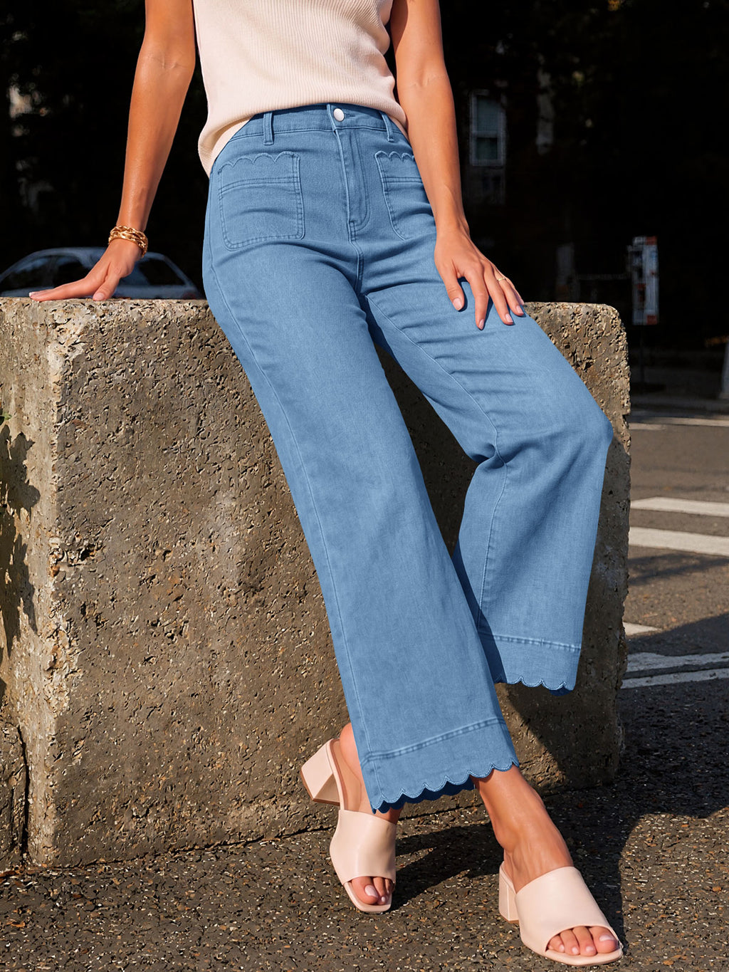 Saodimallsu Womens High Waisted Wide Leg Jeans