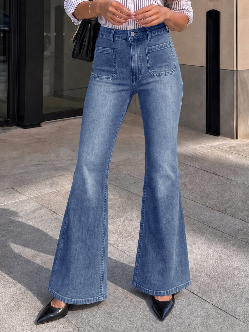 Saodimallsu Womens High Waisted Flare Jeans