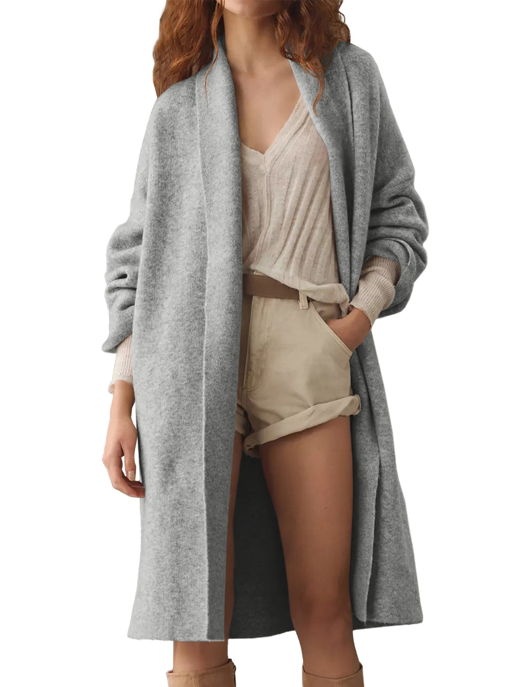 Saodimallsu Womens Oversized Open Front Cardigan