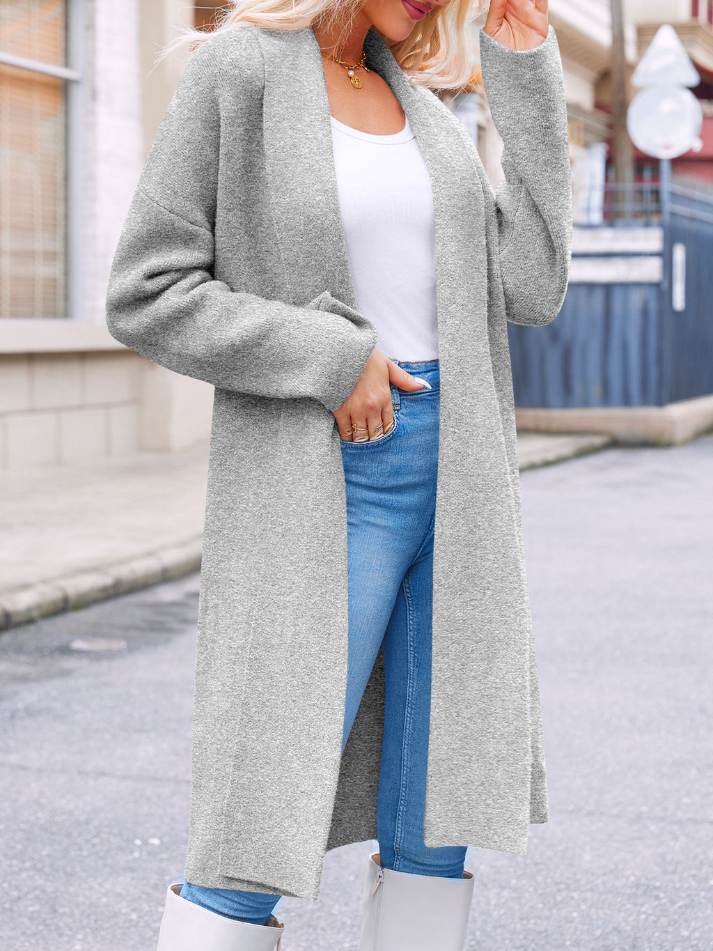 Saodimallsu Light grayWomens Long Cardigan