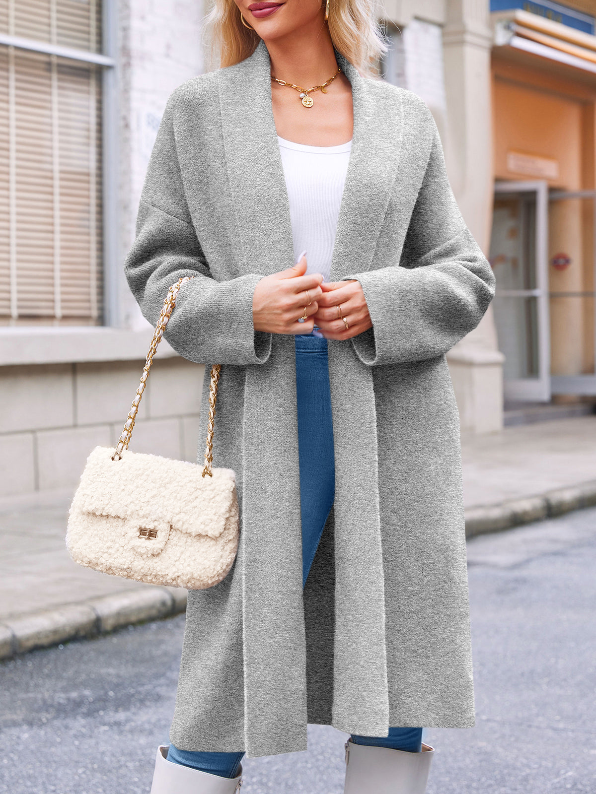 Saodimallsu Light grayWomens Long Cardigan