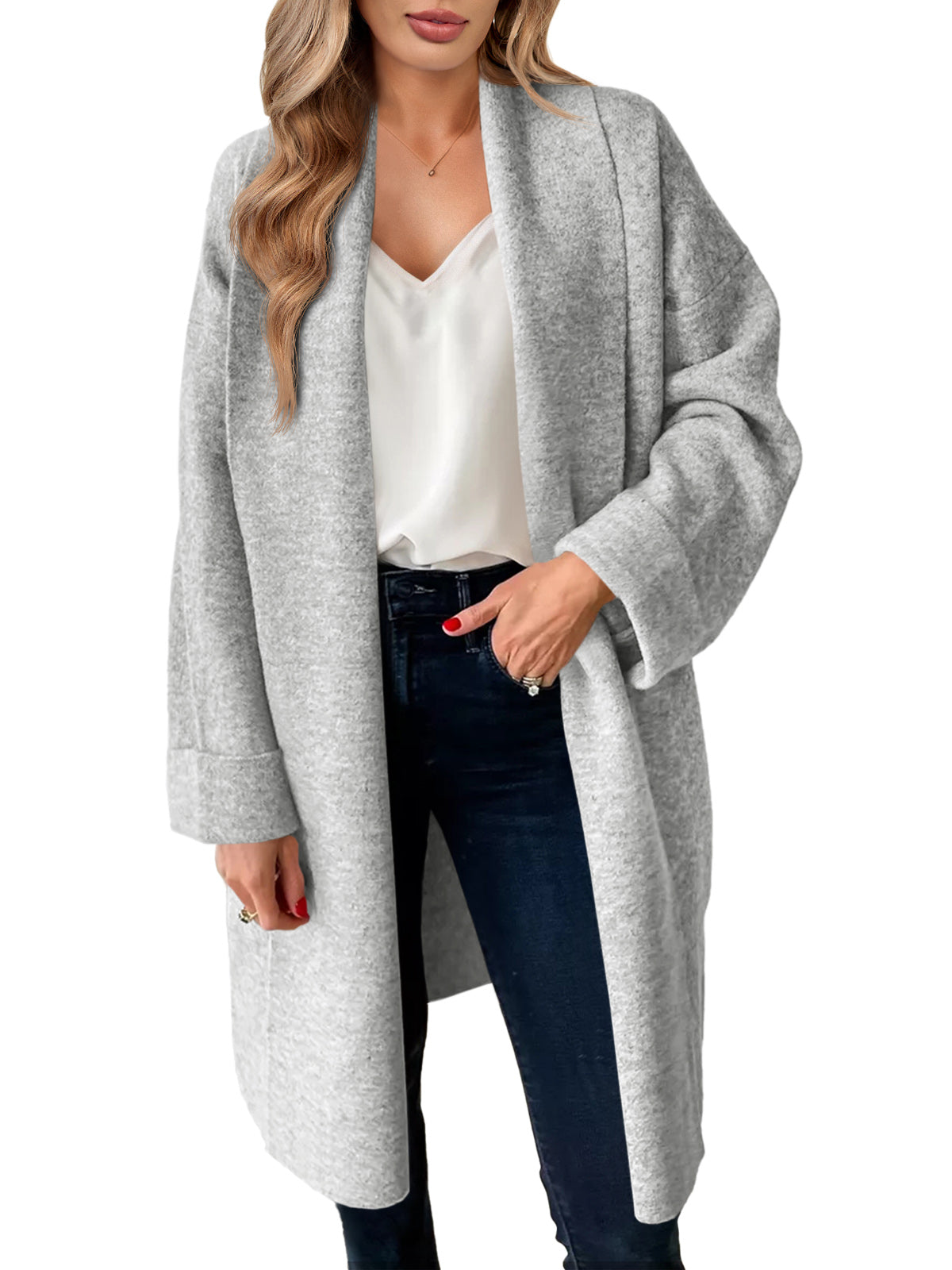 Saodimallsu Light grayWomens Long Cardigan