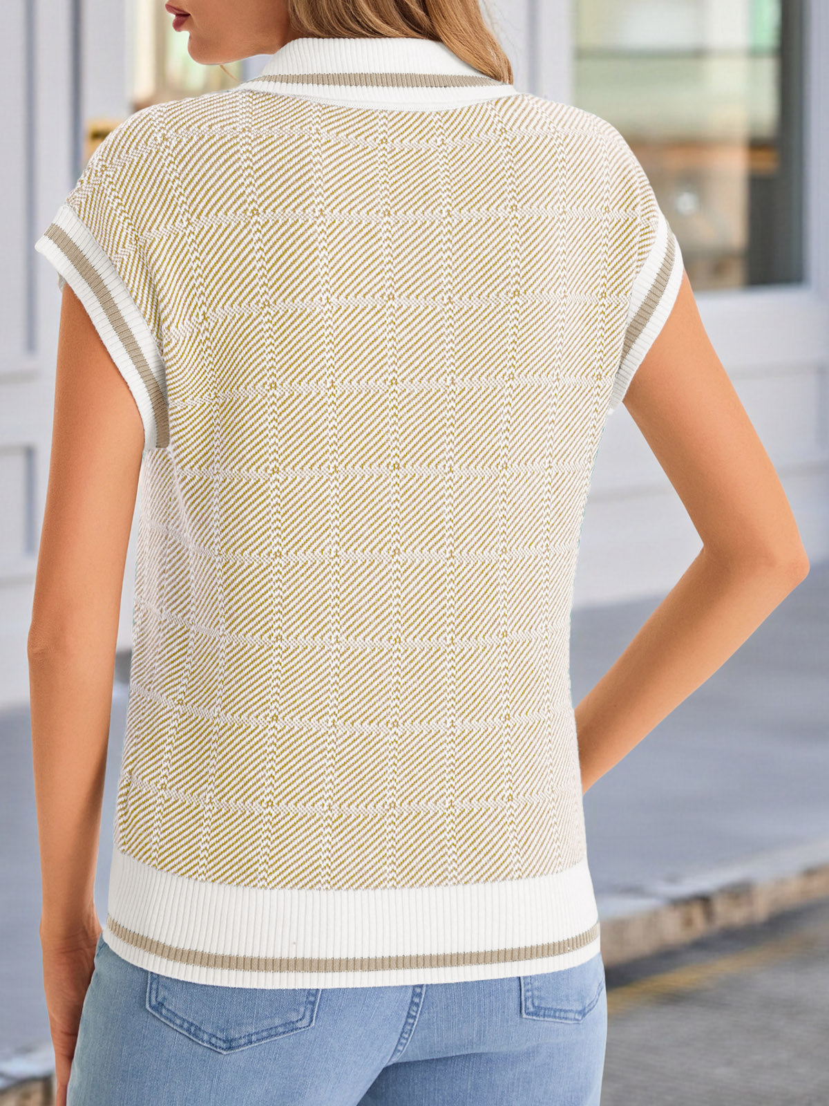Saodimallsu Womens Color Block V Neck Vest
