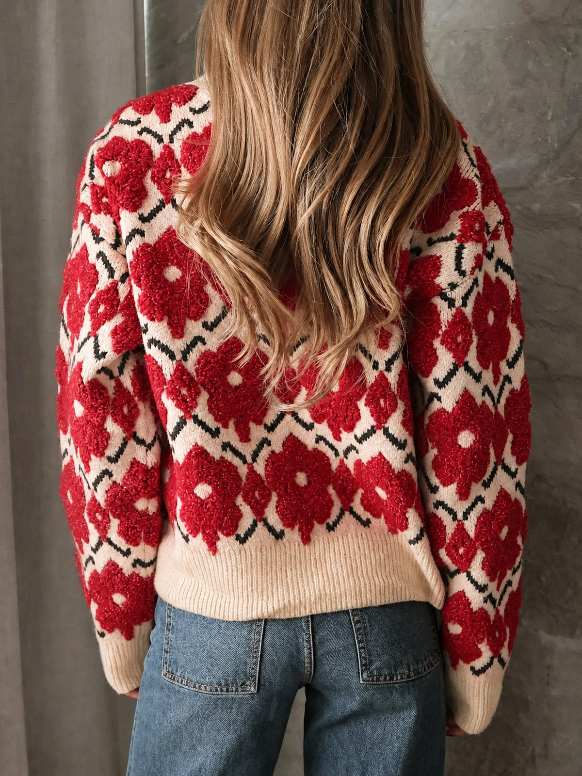 Saodimallsu Women Floral Knit Sweaters