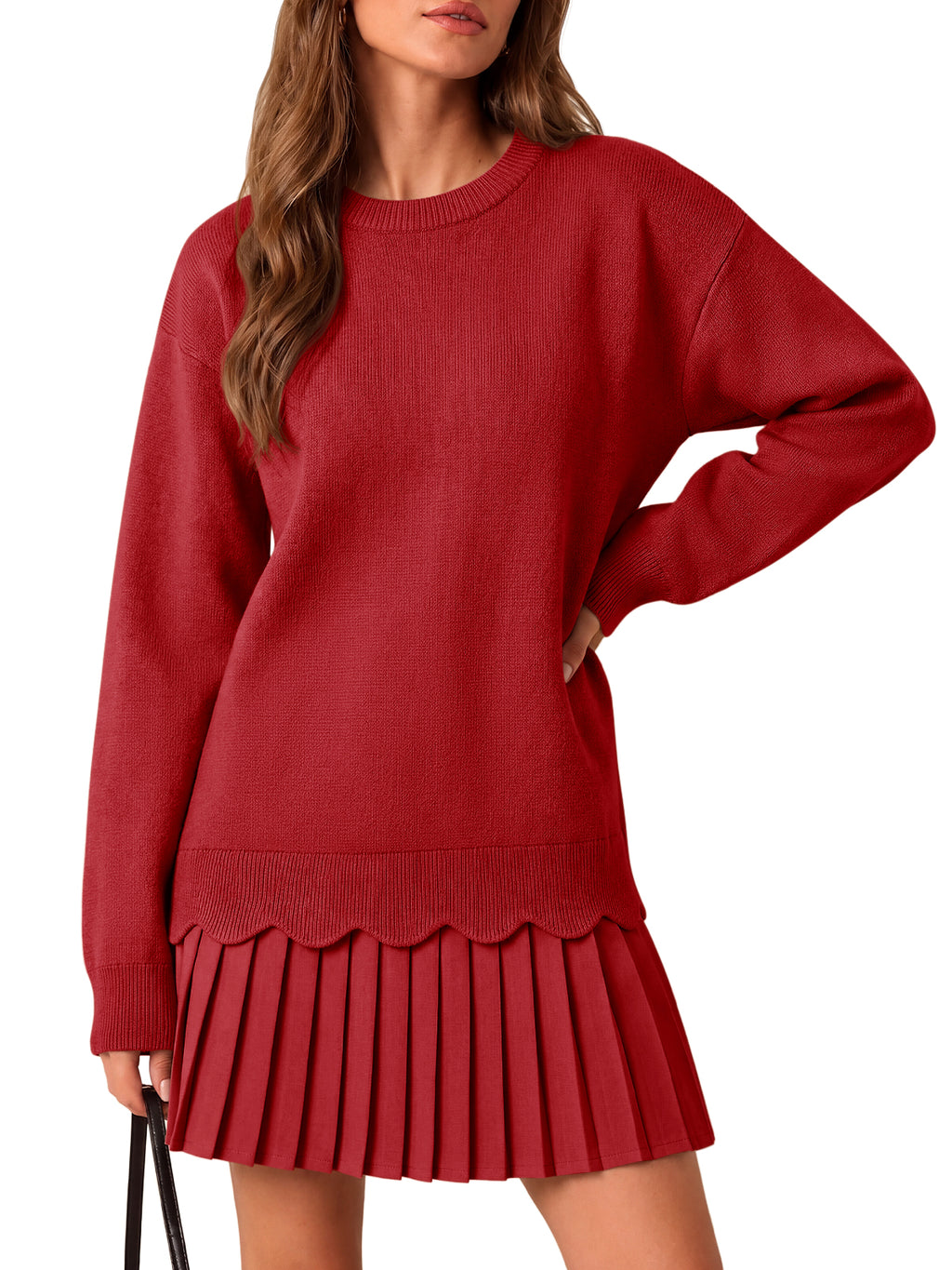 Saodimallsu Women Pleated Sweater Dress