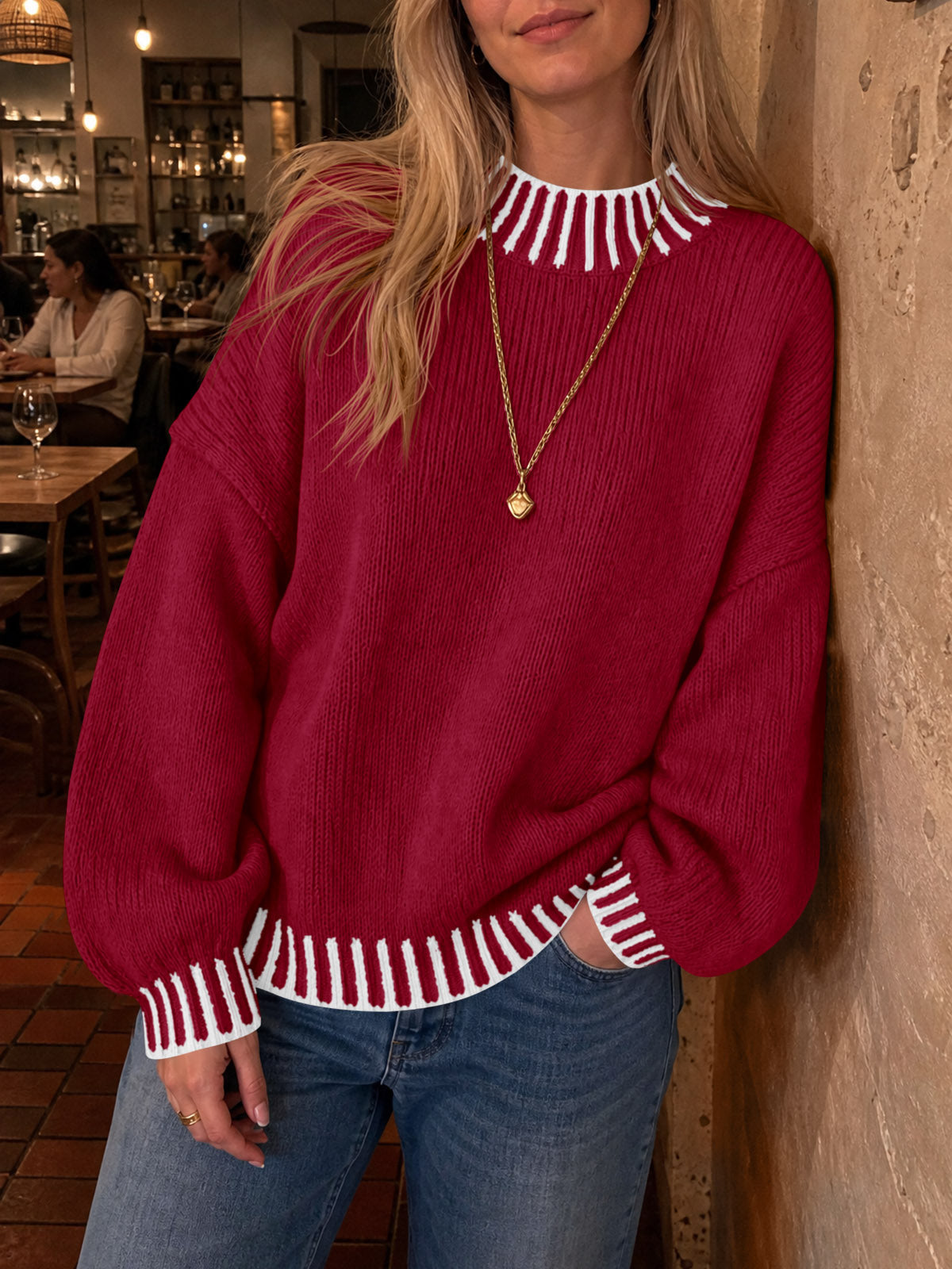 Saodimallsu Womens Chunky Mock Neck Sweater