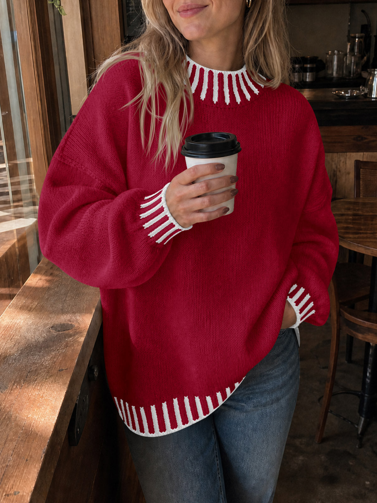 Saodimallsu Womens Chunky Mock Neck Sweater