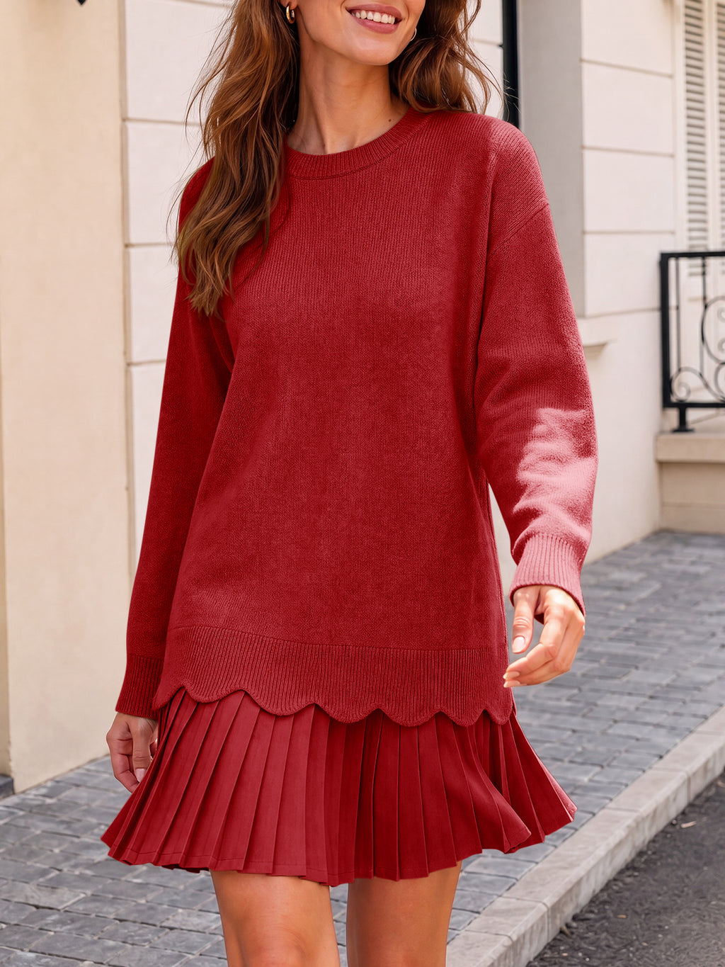 Saodimallsu Women Pleated Sweater Dress