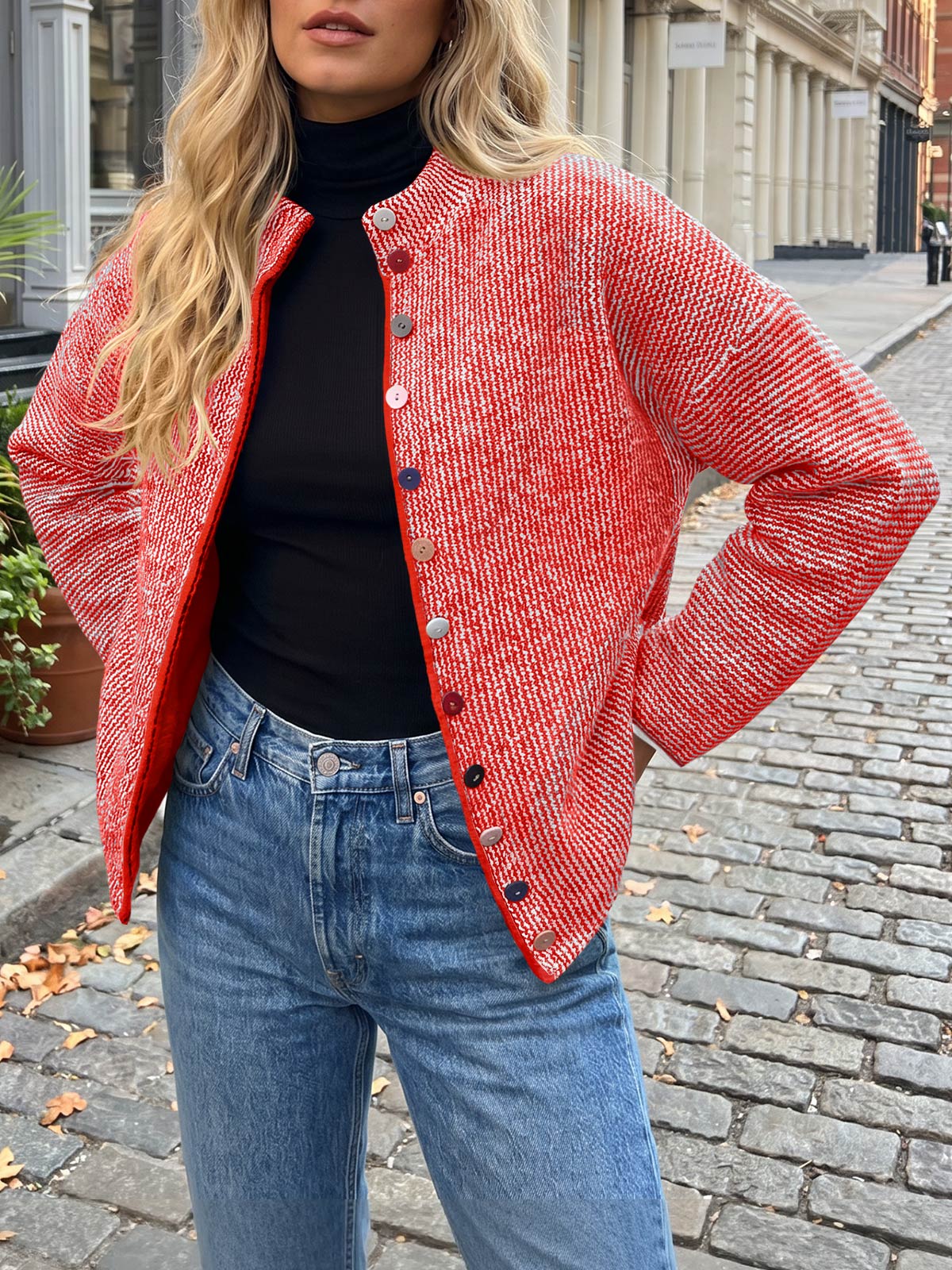 Saodimallsu Women Button Up Knit Sweater