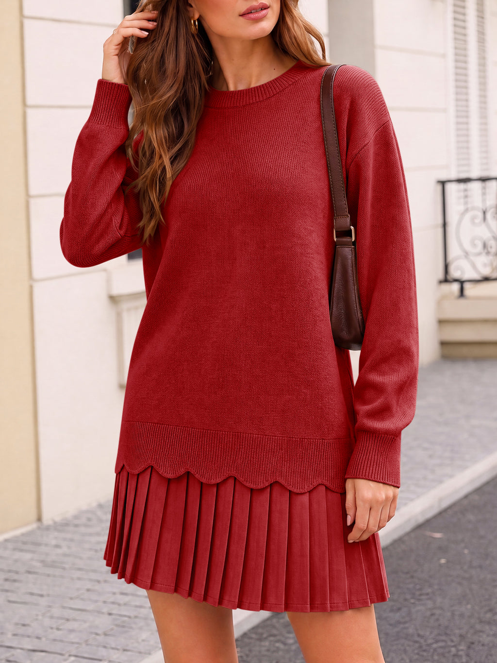 Saodimallsu Women Pleated Sweater Dress