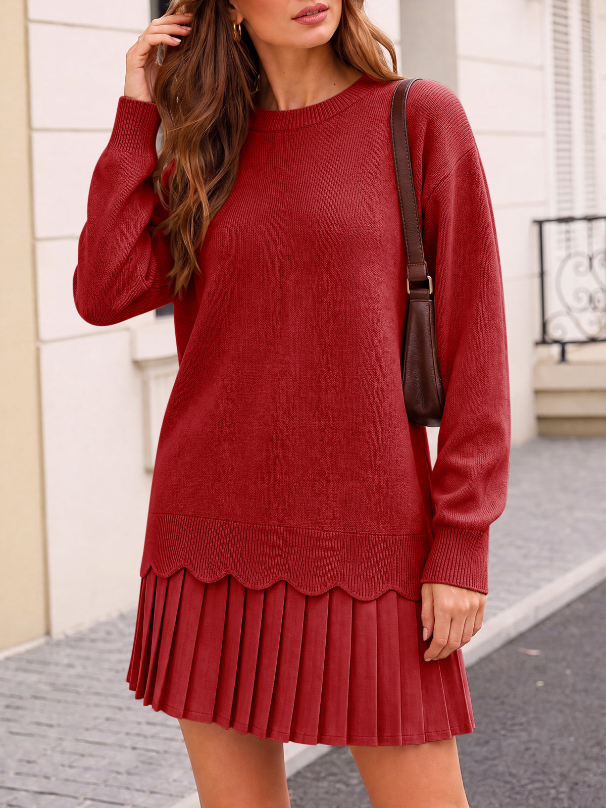 Saodimallsu Women Pleated Sweater Dress